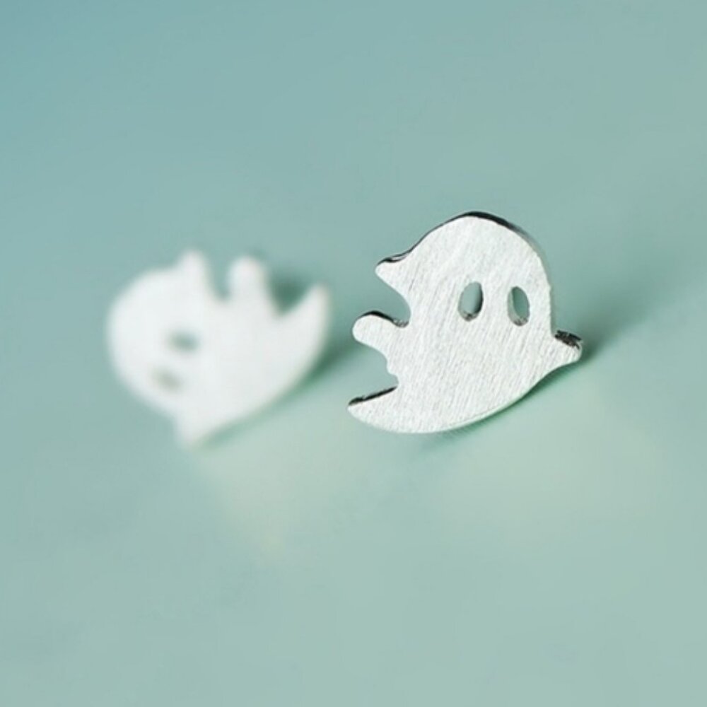 Ghost Earrings Dainty Silver‎ Halloween Cute